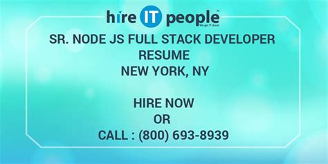 Sr Node Js Full Stack Developer Resume New York Ny Hire It People We Get It Done