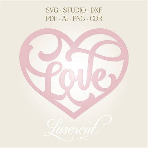 Love Heart Svg Dxf Cutting File Vector Valentines Etsy