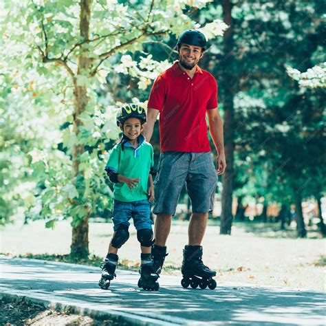 Premium Photo | Boy learning roller skating