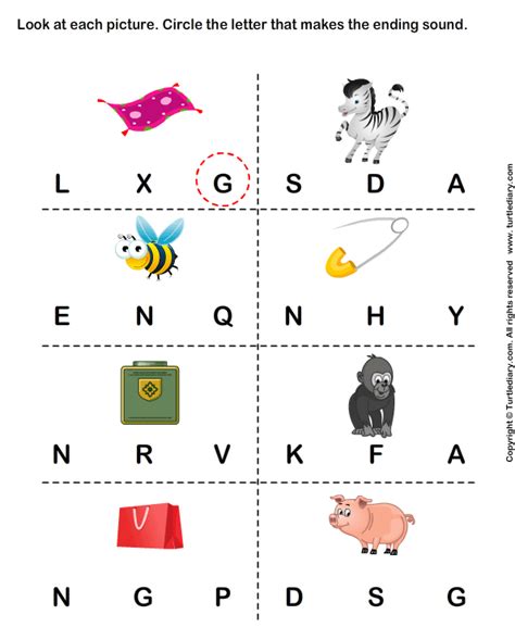 Circle The Letter That Makes The Beginning Sound Of Words Represented By Each Picture Turtle