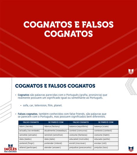 Exemplo De Cognatos - Falsos Cognatos: Definição e Exemplos | PDF