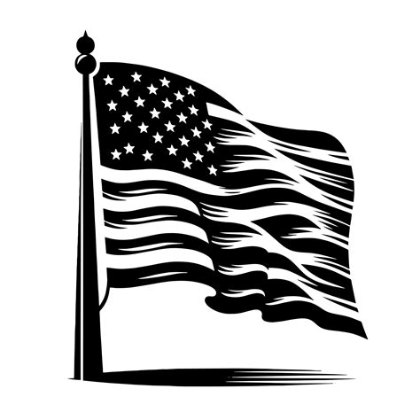 Black and White Illustration of the USA Flag 43603415 Vector Art at ...