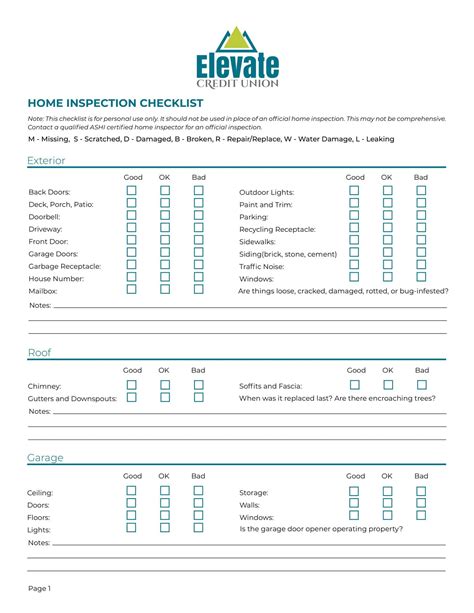 Free Printable Home Inspection Checklist Templates [Word, Excel]