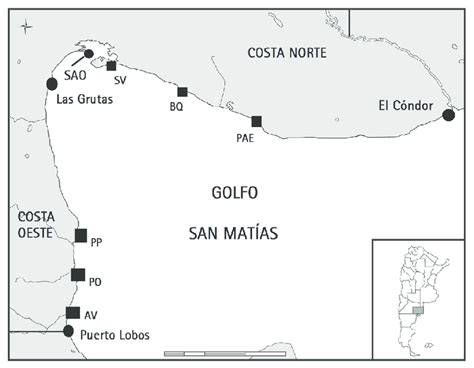 Costa Rionegrina Del Golfo San Mat As Se Se Alan En El Mapa Las