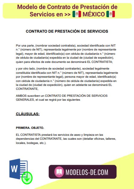 Modelos de Contrato de prestación de servicios en Word