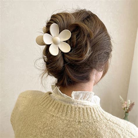 BC 1Pc Korean Coffee Beige Large Hair Claw Acrylic Hairpin Geometry