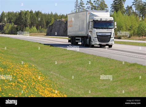 Paimio Finland May White Daf Xf Truck Of Lundgren Oy For