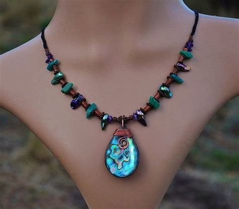 Moana Style Necklace New Zealand Paua Shell With Amethyst And Etsy