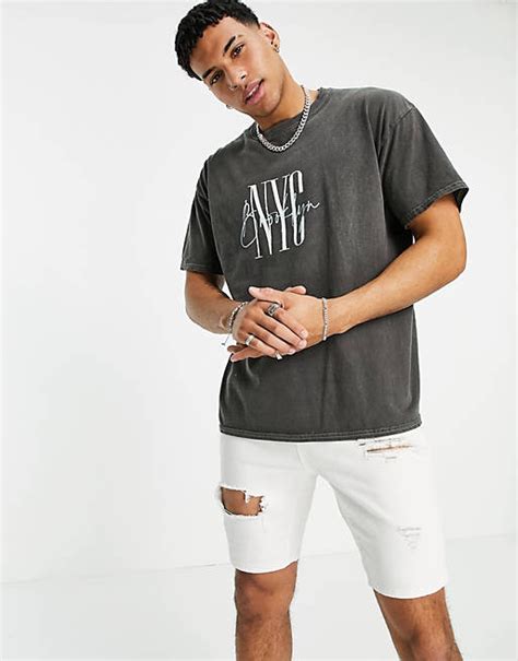 New Look Oversized T Shirt With Nyc Print In Black Asos New Look