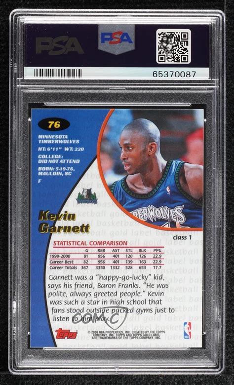 2000 01 Topps Gold Label Class 1 76 Kevin Garnett For Sale Online EBay