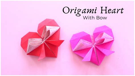 Cute Paper Heart With Bow Easy Origami Tutorial Diy Easy Origami Tutorial