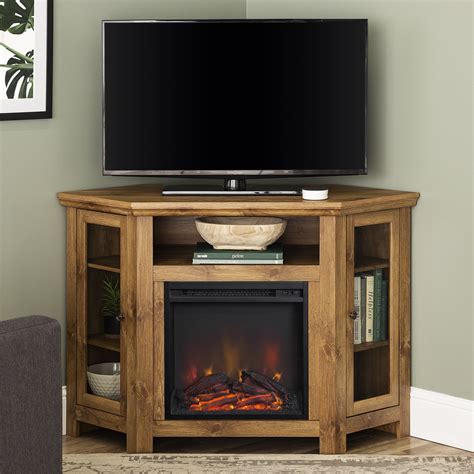 Walker Edison Corner Fireplace Tv Stand For Tv S Up To Barnwood