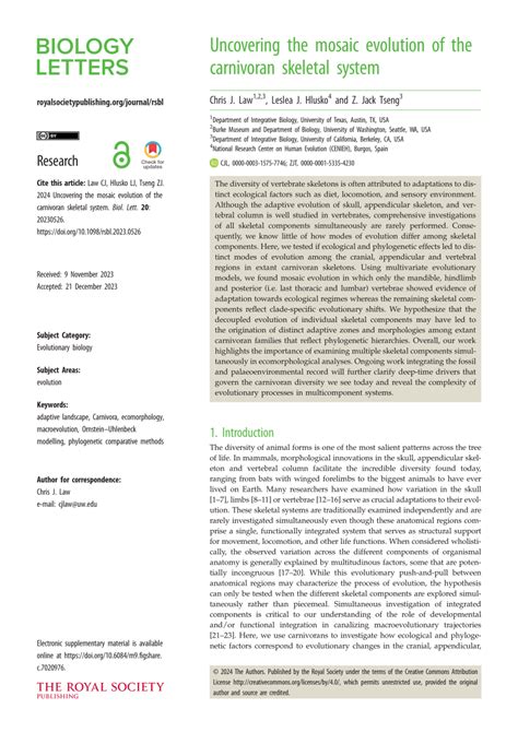 uncovering  mosaic evolution   carnivoran skeletal system