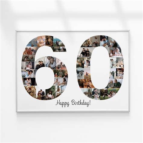 60th Birthday Photo Collage Number Photo Collage 60th - Etsy