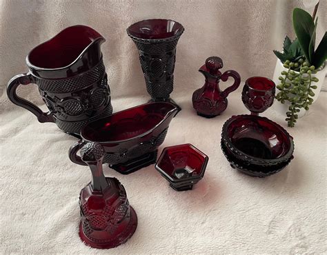 Avon Ruby Red Glassware Crystal Collection 1876 Vintage Etsy