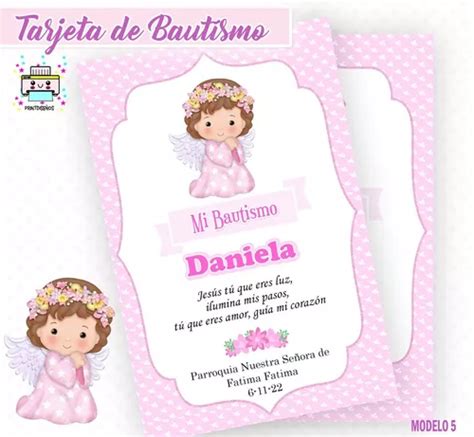 Tarjeta Estampita Baut Smo Imprimir Personalizada Angelito