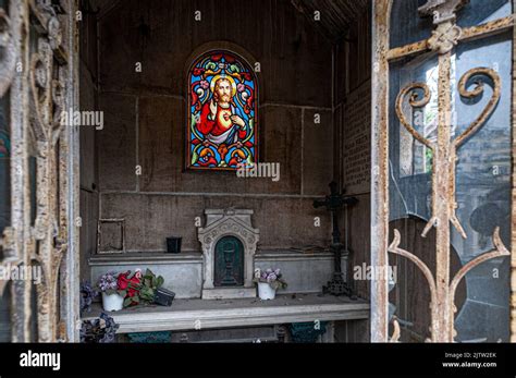 Detail Inside Burial Crypt Located In Passy Cemetery Paris France 5