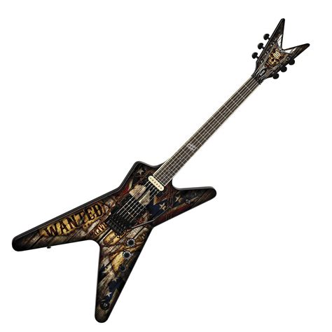 Disc Dean Dimebag Wanted Ml Electric Guitar Wantedflag Graphic At Gear4music