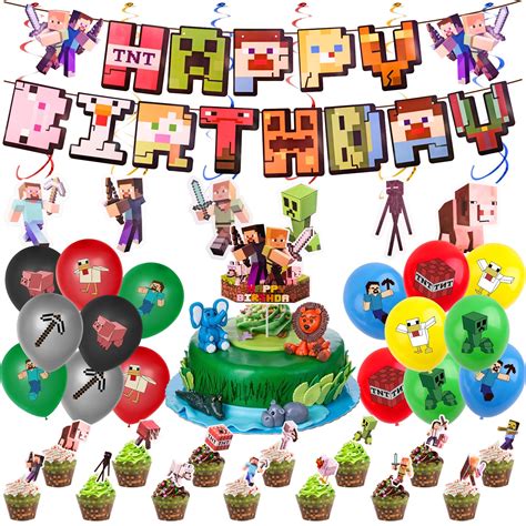 Buy Minecraft Birthday Decorations Gaming Theme Party Supplies