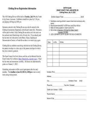 Fillable Online 4 H Clothing Revue Entry Form Fax Email Print PdfFiller