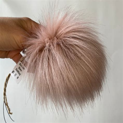 Dusty Rose Faux Fur Pom Pom Rainbow Rows Knitting