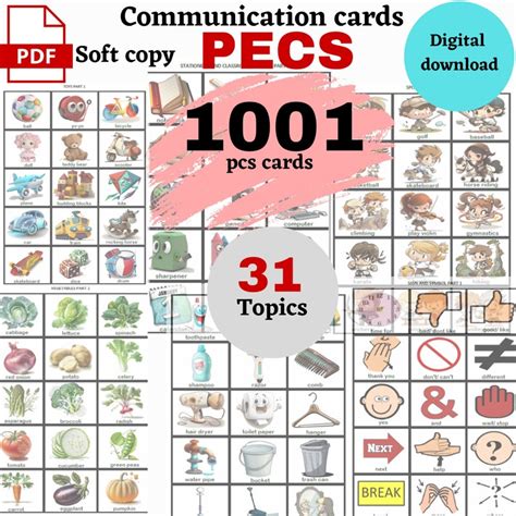 Printable Pecs Cards Free 7 Boards 1001 Pecs Picture Cards Communication Cards For Autism Etsy