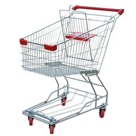 Four Wheel Stainless Steel Supermarket Trolley Load Capacity Kg