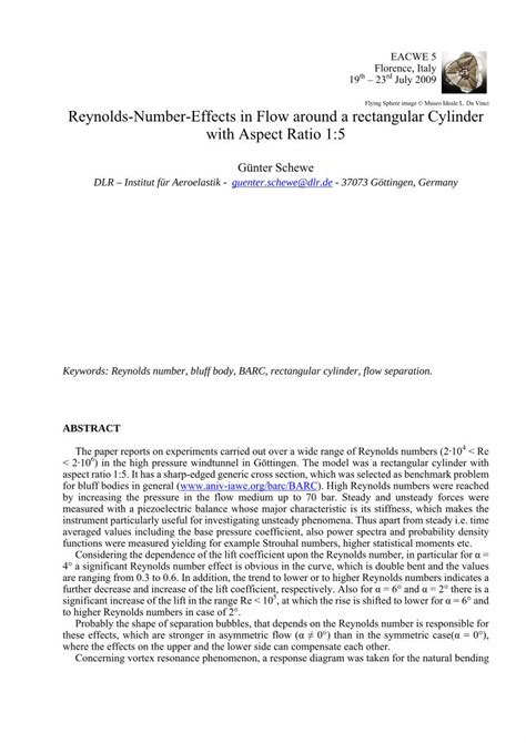 PDF Reynolds Number Effects In Flow Around A Rectangular PDF