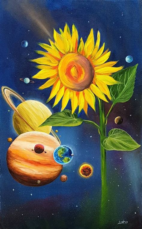 Sun Flower Space Painting By Suntola Art Saatchi Art Space Painting