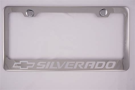 Chevrolet Silverado Chrome License Plate Frame With Caps By Pcr