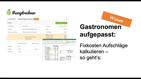 Fixkosten Kalkulation Gastronomie YouTube