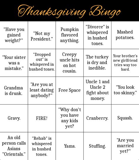 Thanksgiving Bingo