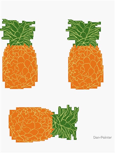 Pineapple Pixelated Hand Drawn Fruit Sticker For Sale By Dan