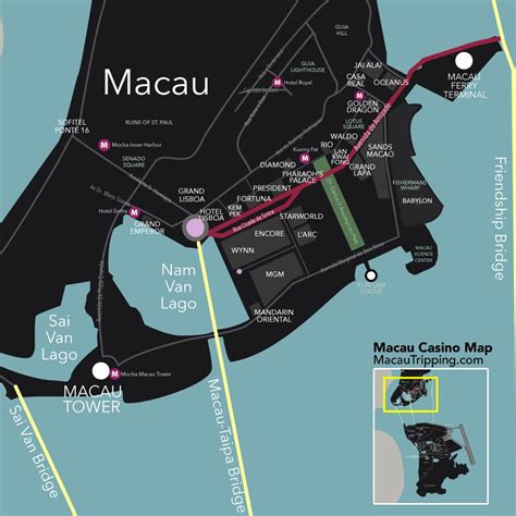 Macau casino map - Casinos mapa de Macao (China)