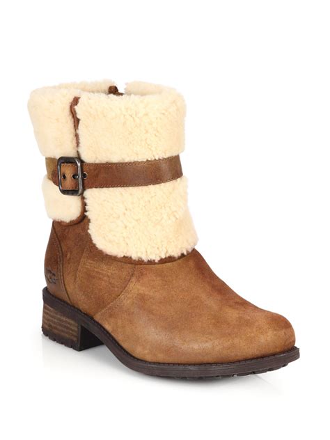 Lyst - Ugg Blayre Ii Shearling Cuff Suede Boots in Brown