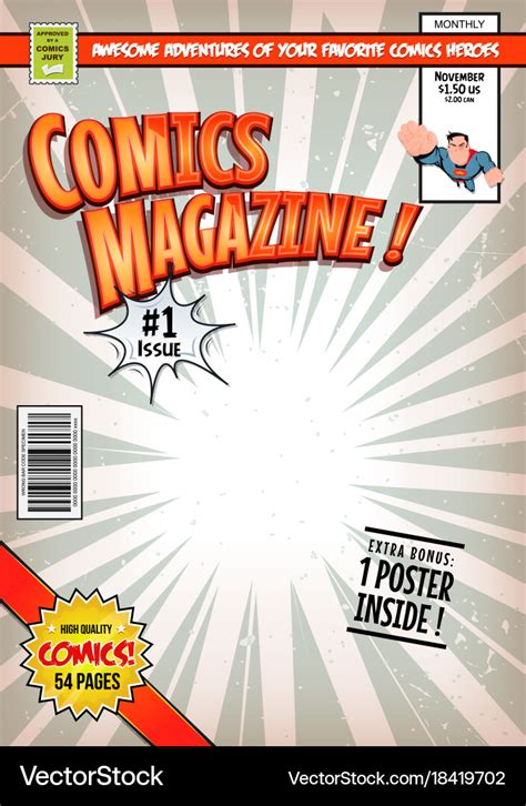 Comic Book Cover Template Royalty Free Vector Image