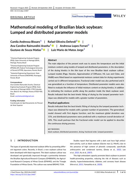 Mathematical Modeling Of Brazilian Black Soybean Lumped And