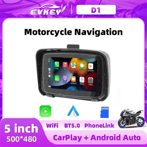 EVKEY Portable Motorcycle Navigation GPS Wireless Apple CarPlay Android