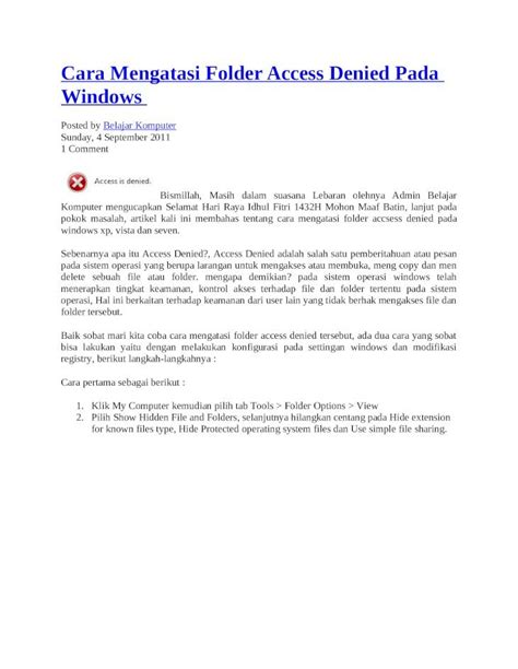 Docx Cara Mengatasi Folder Access Denied Pada Windows Dokumen Tips