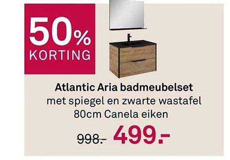 Atlantic Aria Badmeubelset Met Spiegel En Zwarte Wastafel Cm Canela