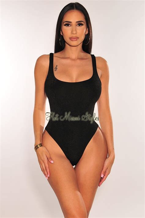 Black Round Neck Sleeveless Bodysuit Hot Miami Styles