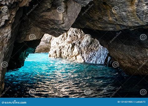 The Green Grotto Also Known As The Emerald Grotto Grotta Verde On The