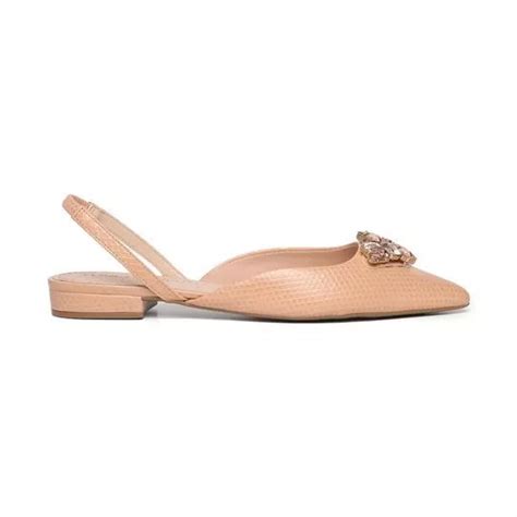 Slingback Em Couro Pedrarias Ros Loucos E Santos Privalia O