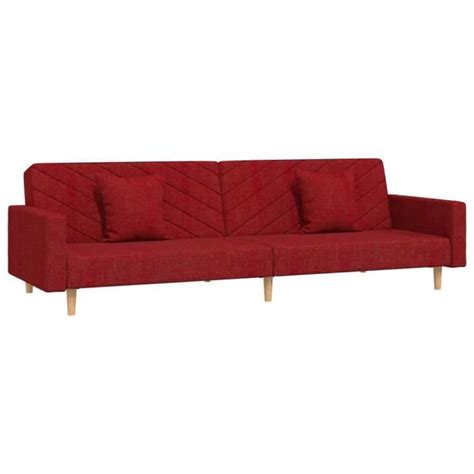 Canap Lit Places Deux Oreillers Repose Pied Bordeaux Tissu