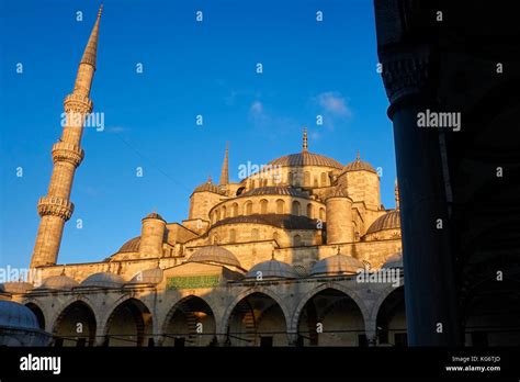 Exterior View Of The Sultan Ahmed Mosque Blue Mosque At Sunset