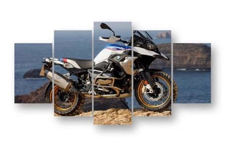 Quadro decoratico mosaico 5 peças Moto de luxo BMW top decoração Ana