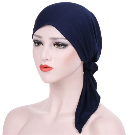 Turbans For Women Headwrap Muslim Stretch Turban Hat Chemo Cap Hair Loss Head Scarf Wrap Cap