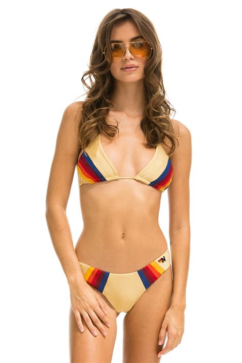 5 Stripe Triangle Bikini Top Gold Aviator Nation