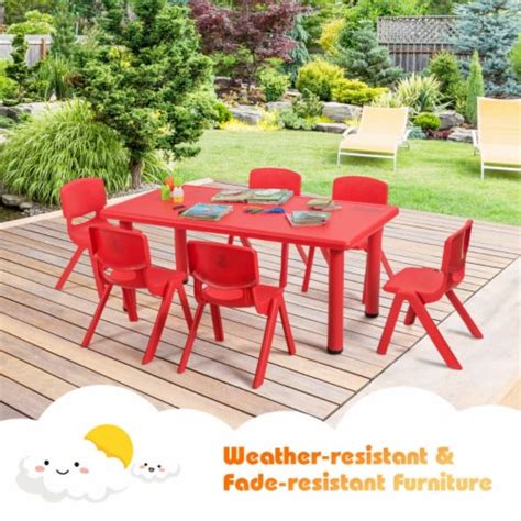 Kids Plastic Table And Stackable Chairs Set Indooroutdoor Classroom