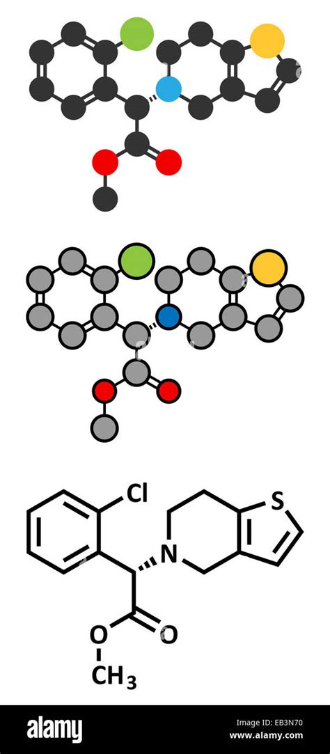 Clopidogrel Antiplatelet Agent Molecule Inhibits Blood Clotting